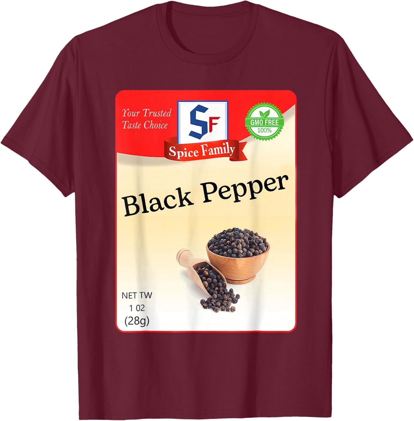 Black Pepper Condiment Holiday Spice Group Costumes T-Shirt - T-Shirt | Maroon