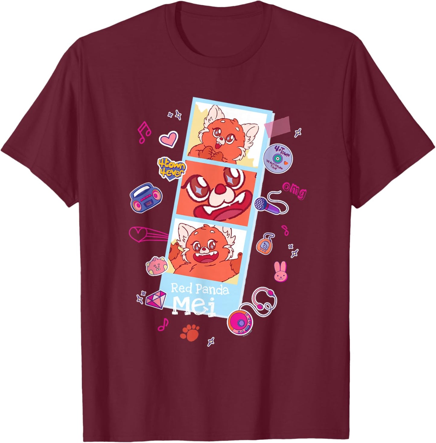 Disney and Pixar's Turning Red Panda Mei Cute Photo Strip T-Shirt - T-Shirt | Maroon
