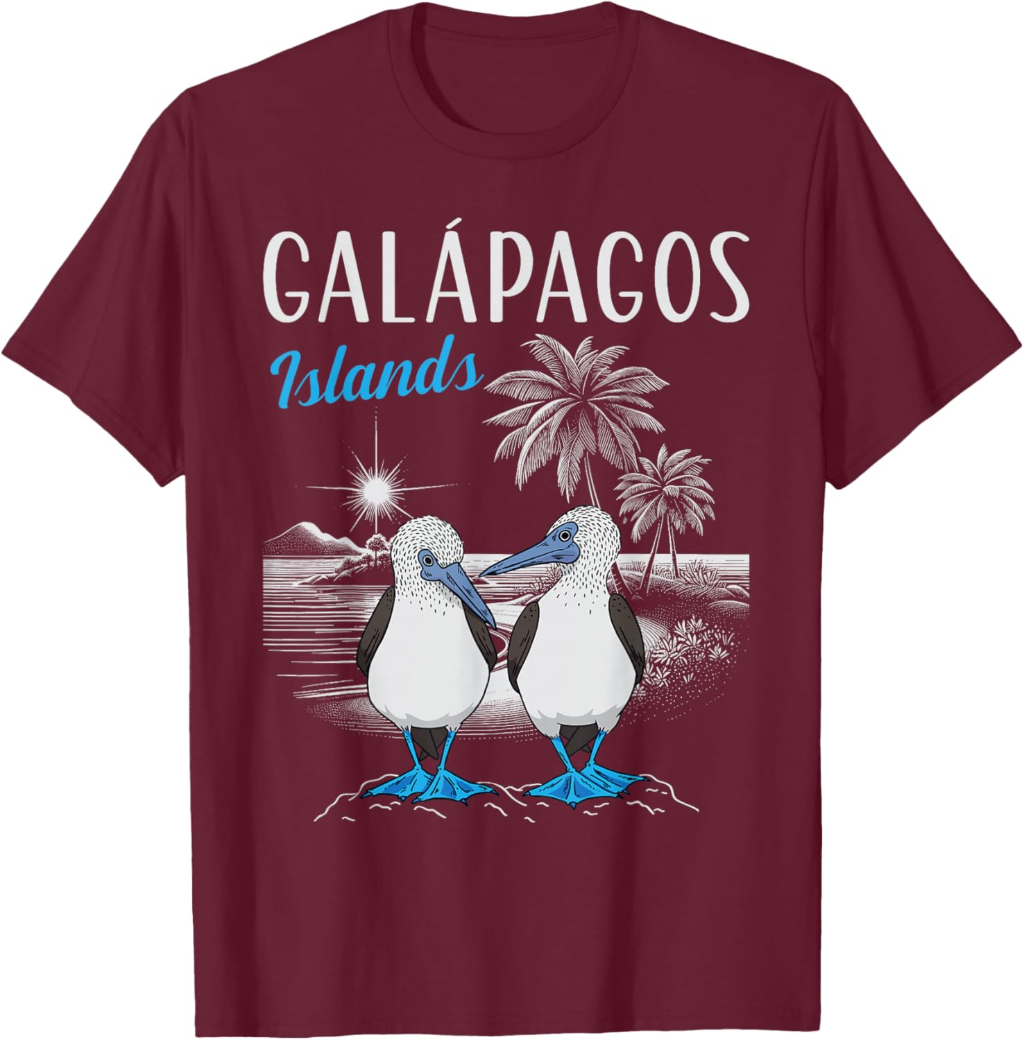 Blue Footed Booby Bird Galapagos Islands T-Shirt - T-Shirt | Maroon