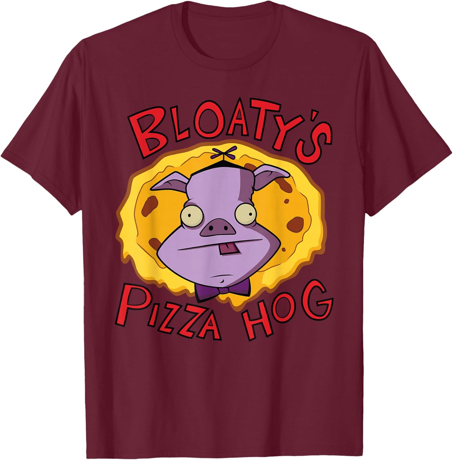 Invader Zim Bloaty's Pizza Hog T-Shirt - T-Shirt | Maroon
