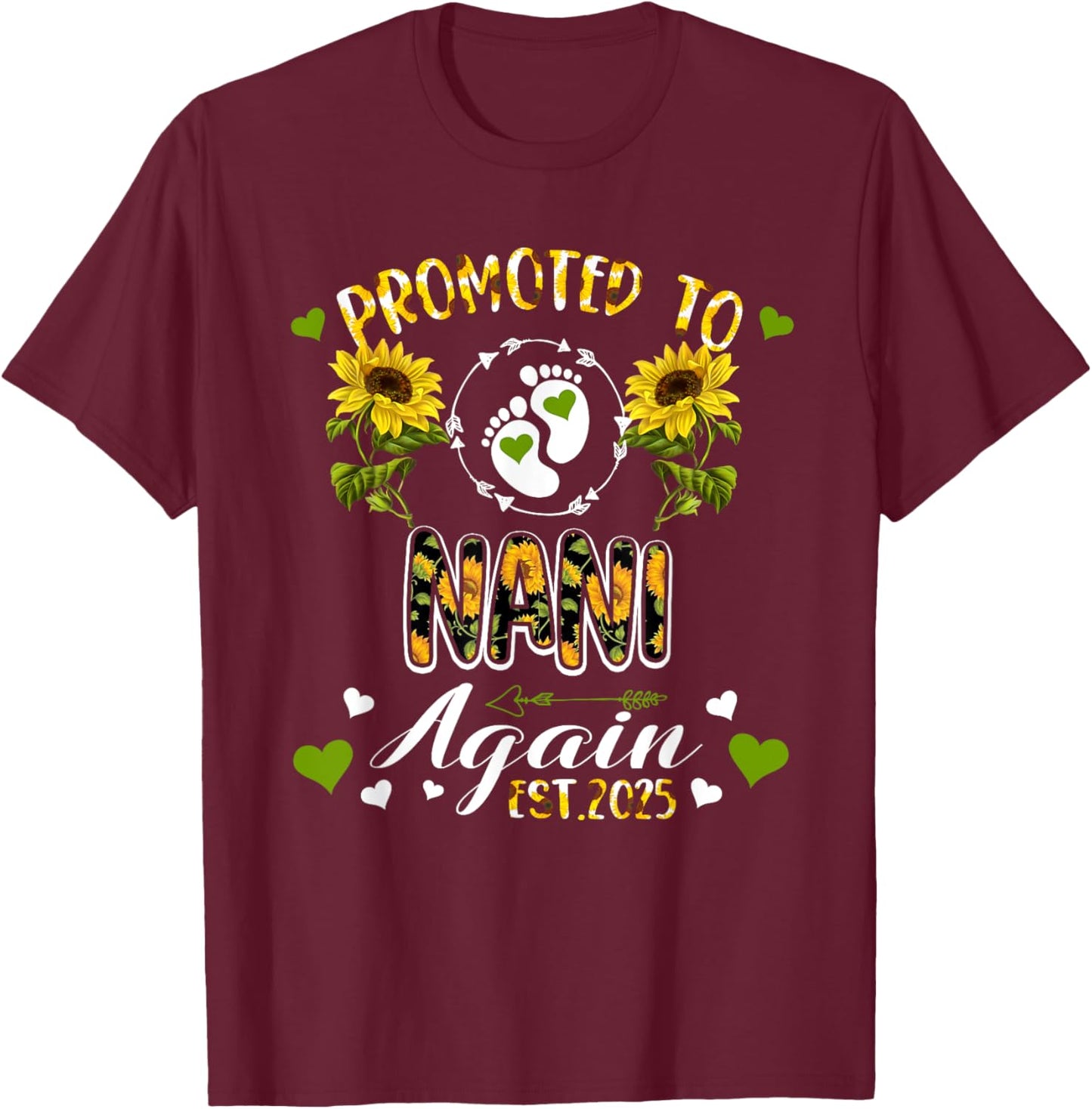 Promoted to Nani Again 2025 Pregnancy T-Shirt - T-Shirt | Maroon