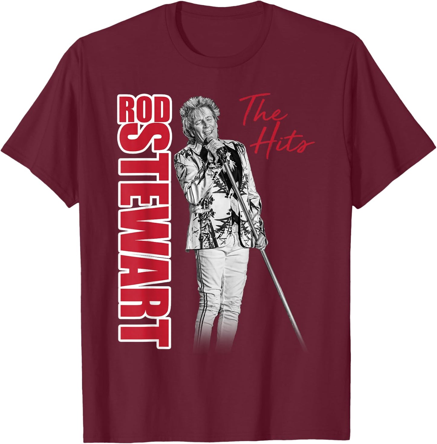 Rod Stewart Las Vegas Photo T-Shirt - T-Shirt | Maroon