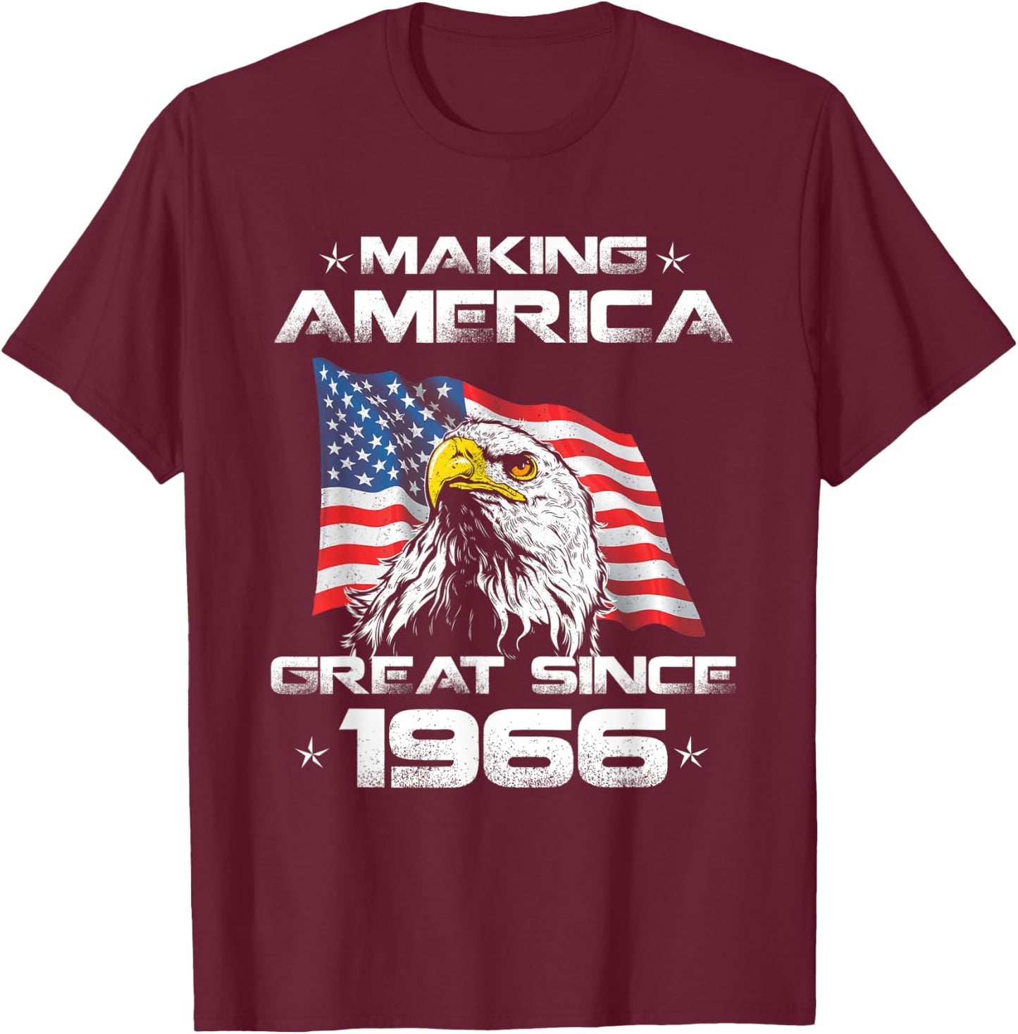 54th Birthday Gift USA Flag Making America Great Since 1966 Men T-Shirt - T-Shirt | Maroon