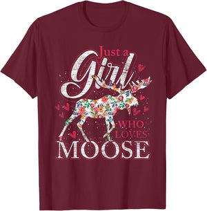 Nur EIN Mädchen das Elche liebt Sweden Animal Vintage Elk T-Shirt - T-Shirt | Maroon