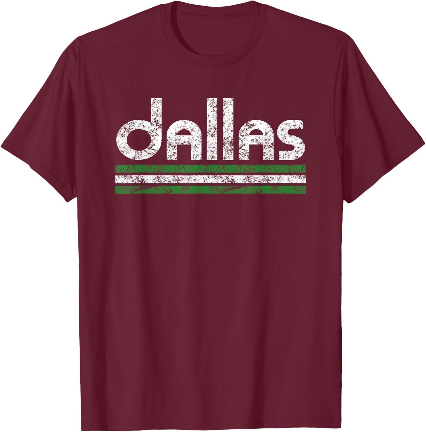 Dallas Texas Retro Vintage Weathered Throwback T-Shirt - T-Shirt | Maroon