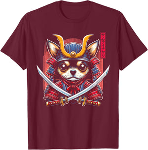 Japanese Chihuahua Dog Samurai Men, Women, Kids T-Shirt - T-Shirt | Maroon