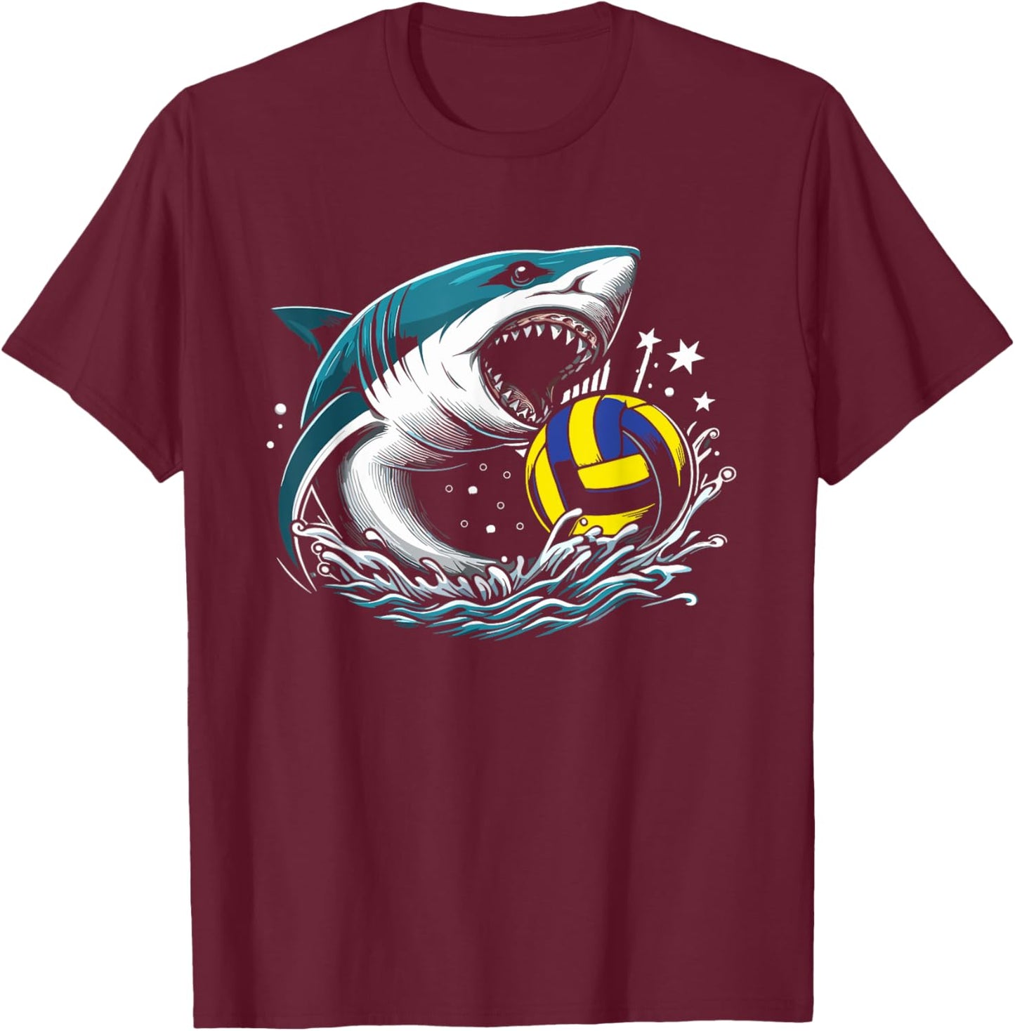 Beach Volleyball Shark Player Volleyballer Sports T-Shirt - T-Shirt | Maroon