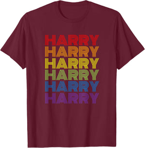 Retro Style Harry Rainbow Name T-Shirt - T-Shirt | Maroon
