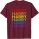 Retro Style Harry Rainbow Name T-Shirt - T-Shirt | Maroon