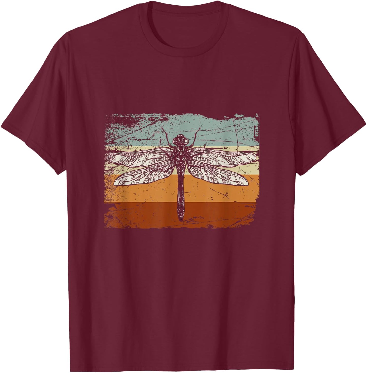 Retro Insect Dragonfly T-Shirt - T-Shirt | Maroon