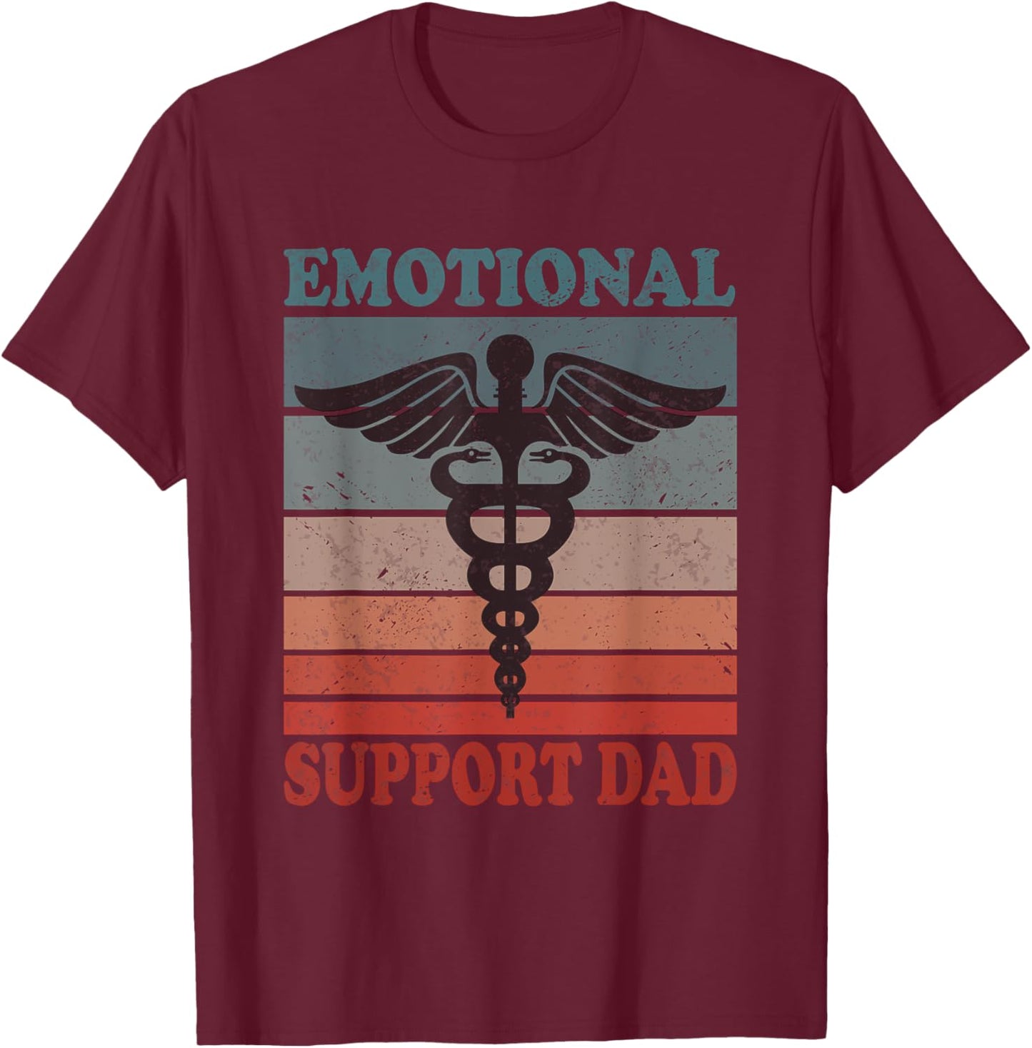 Vintage Emotional Support Dad Caring Dad Father T-Shirt - T-Shirt | Maroon