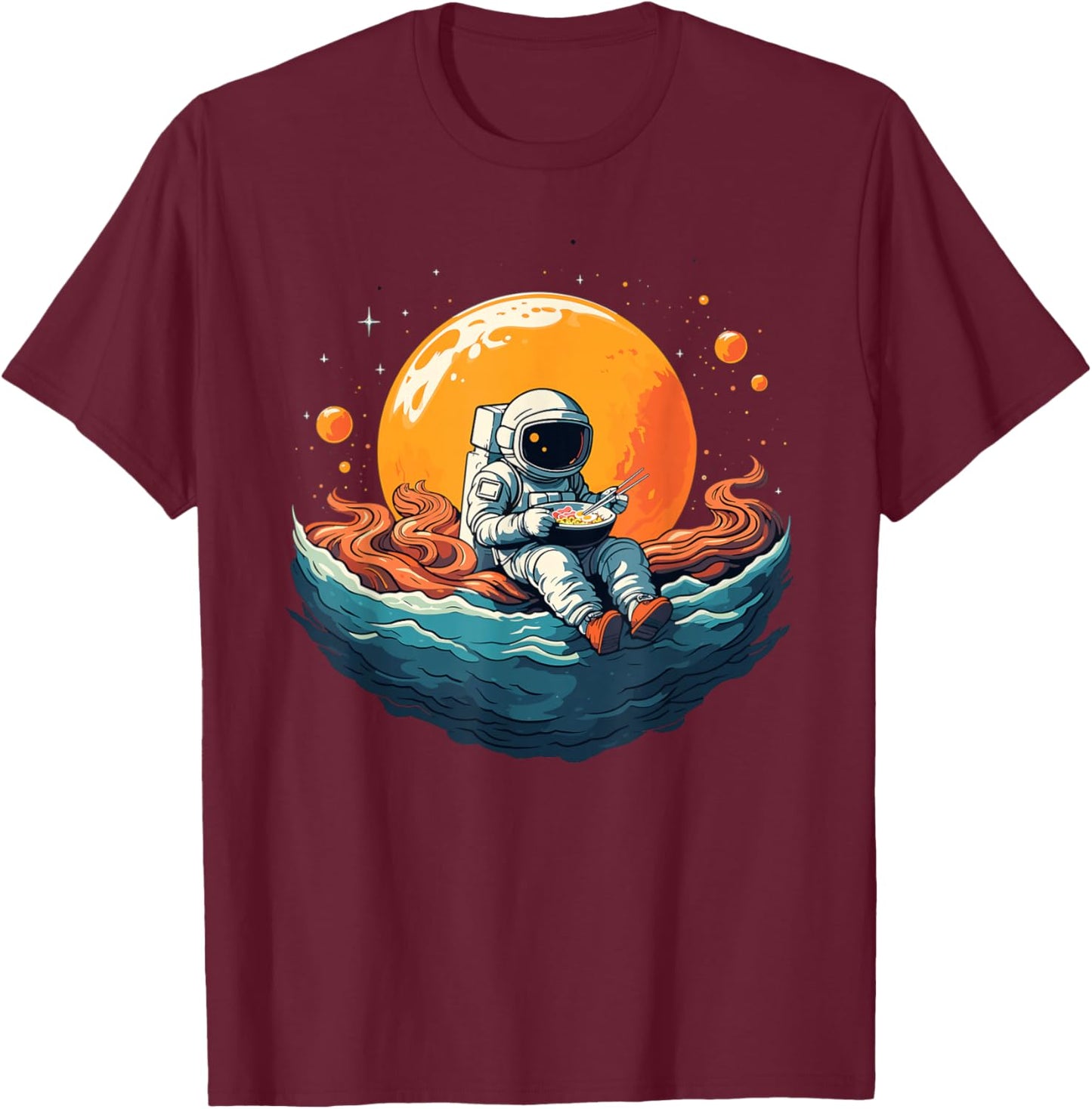 Astronaut Ramen Anime Space Kids Graphic T-Shirt - T-Shirt | Maroon