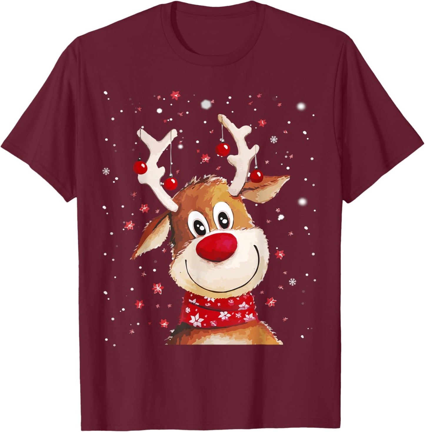 Rudolph Red Nose Santa Claus's Reindeer T-Shirt - T-Shirt | Maroon