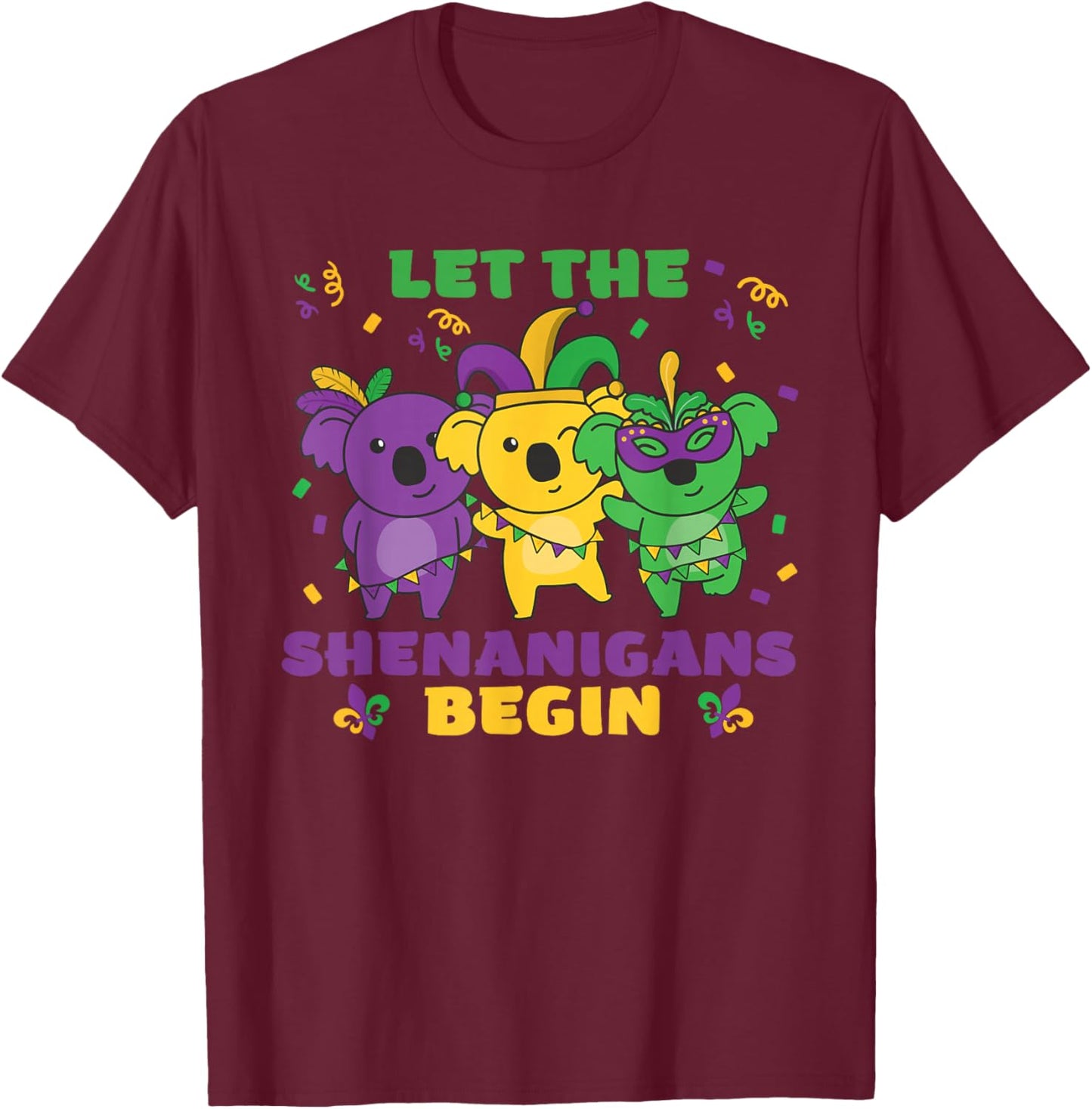 Mardi Gras Koala Carnival Costume T-Shirt - T-Shirt | Maroon