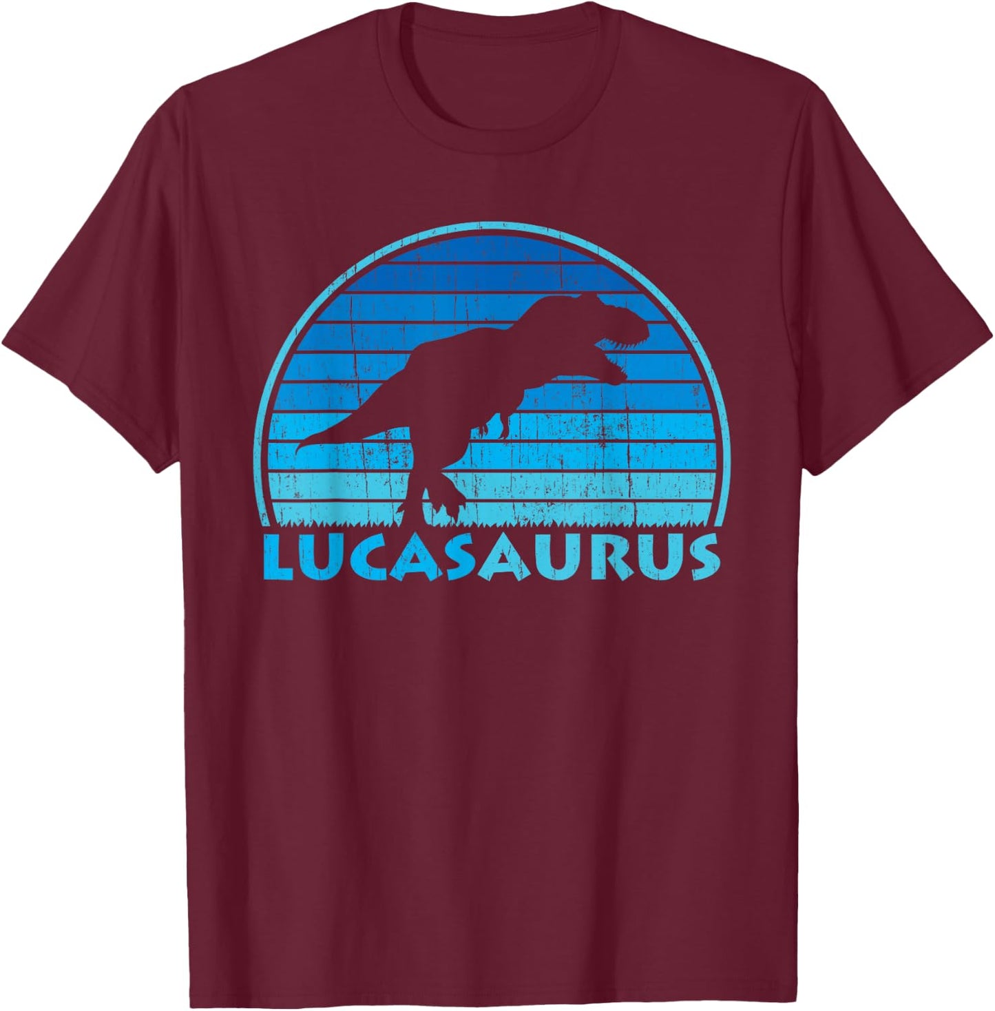 Lucas Saurus Dinosaurs Kids Name Gift T-Shirt - T-Shirt | Maroon