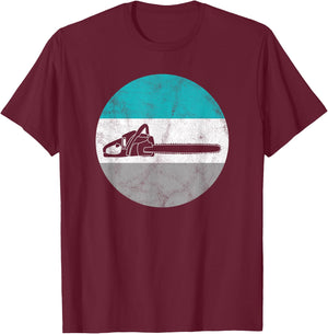 Chainsaw Retro Lumberjack Forestry Gift & Women T-Shirt - T-Shirt | Maroon