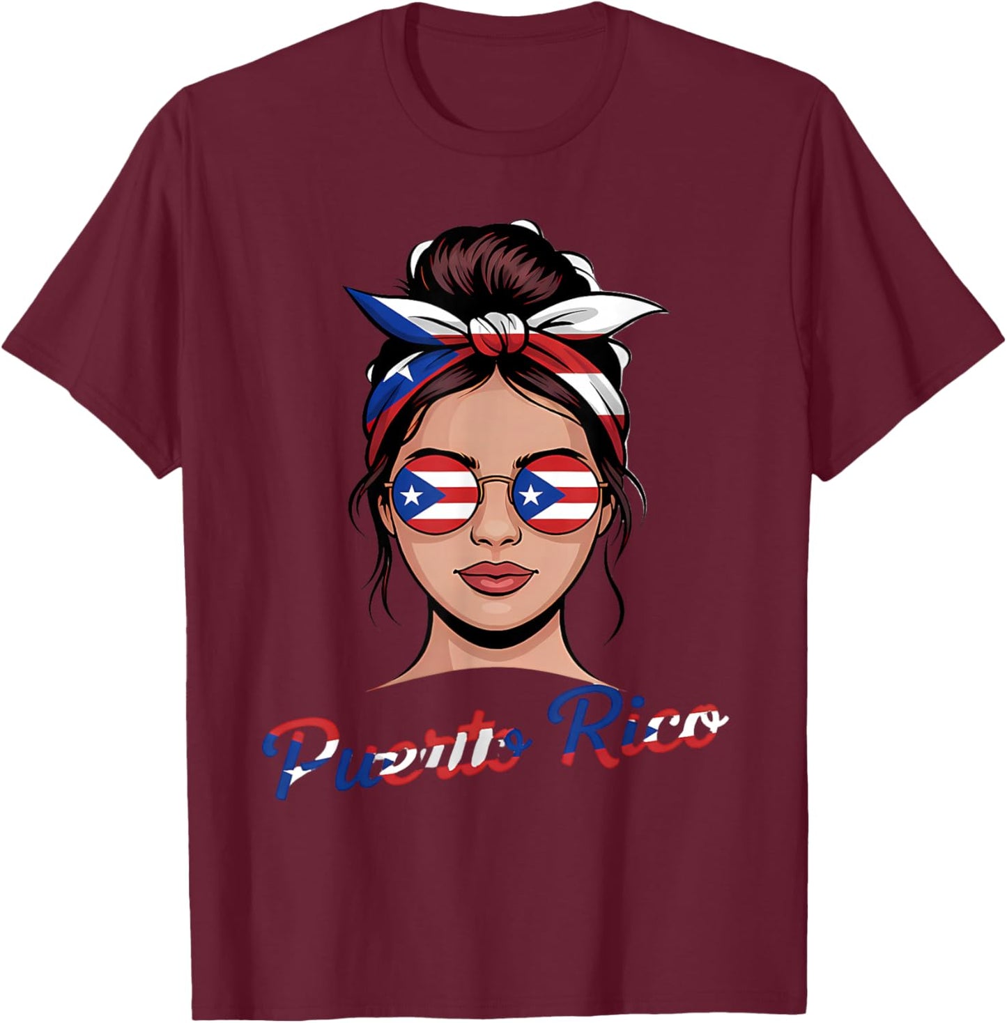 Puerto Rico Flag Coquette Bow Boricua Puerto Rican Flag T-Shirt - T-Shirt | Maroon