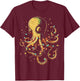 Christmas Lights Sea Octopus Marine Biology Ocean Animal T-Shirt - T-Shirt | Maroon