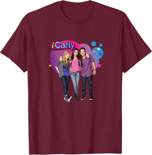 iCarly Cast Bubble Carly, Sam, and Freddie T-Shirt - T-Shirt | Maroon
