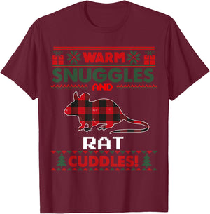 Rat Christmas Pajama Shirt Rat Lovers Ugly Christmas Sweater T-Shirt - T-Shirt | Maroon