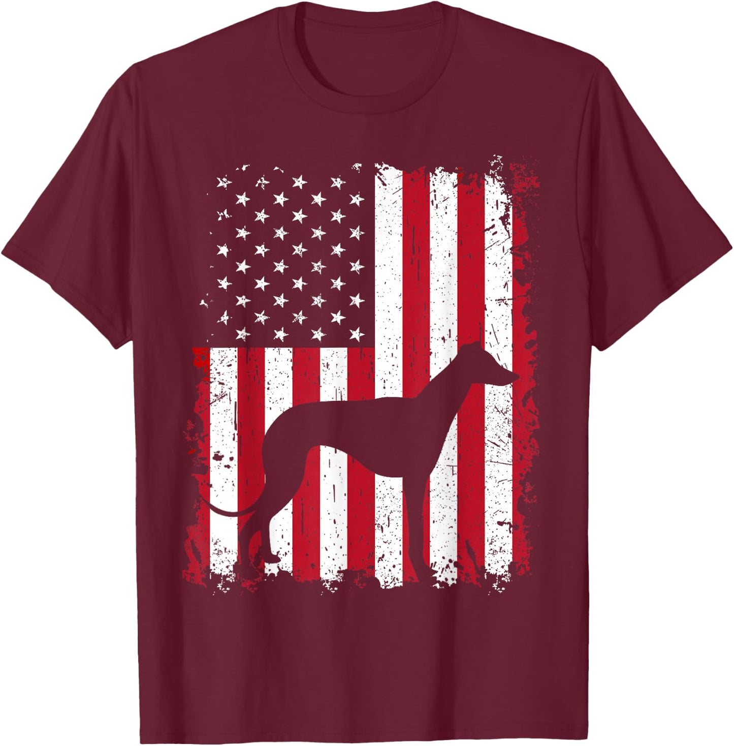 Greyhound 4th of July Patriotic American USA Flag Gift T-Shirt - T-Shirt | Maroon