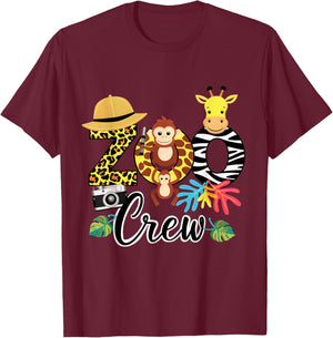 Zoo Giraffe Crew Safari Animal Zoo Keeper Kids Costume Gifts T-Shirt - T-Shirt | Maroon