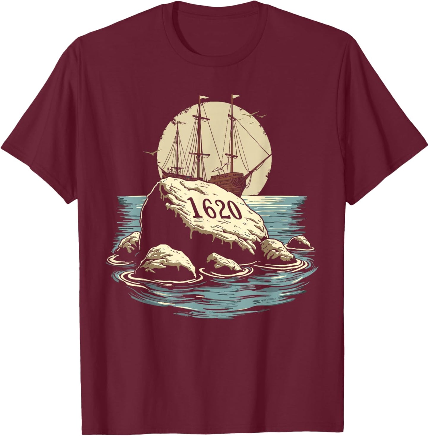Plymouth Rock, Plymouth Massachusetts, Plymouth Rock T-Shirt - T-Shirt | Maroon