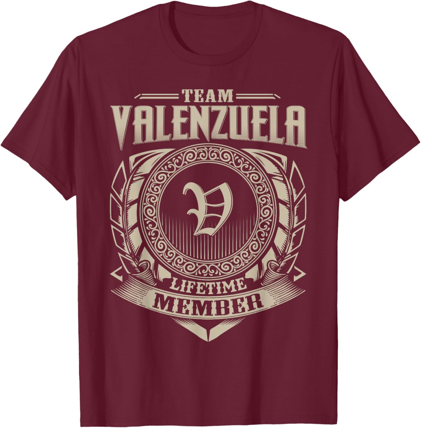 Team VALENZUELA Lifetime Member Surname VALENZUELA Family T-Shirt - T-Shirt | Maroon