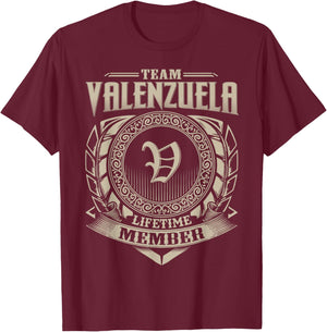 Team VALENZUELA Lifetime Member Surname VALENZUELA Family T-Shirt - T-Shirt | Maroon