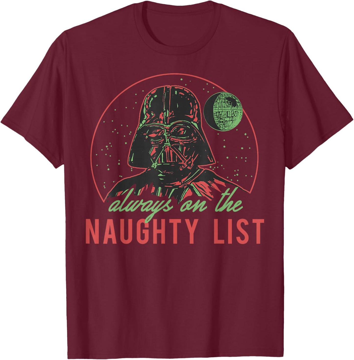 Star Wars Christmas Naughty List Vader T-Shirt - T-Shirt | Maroon