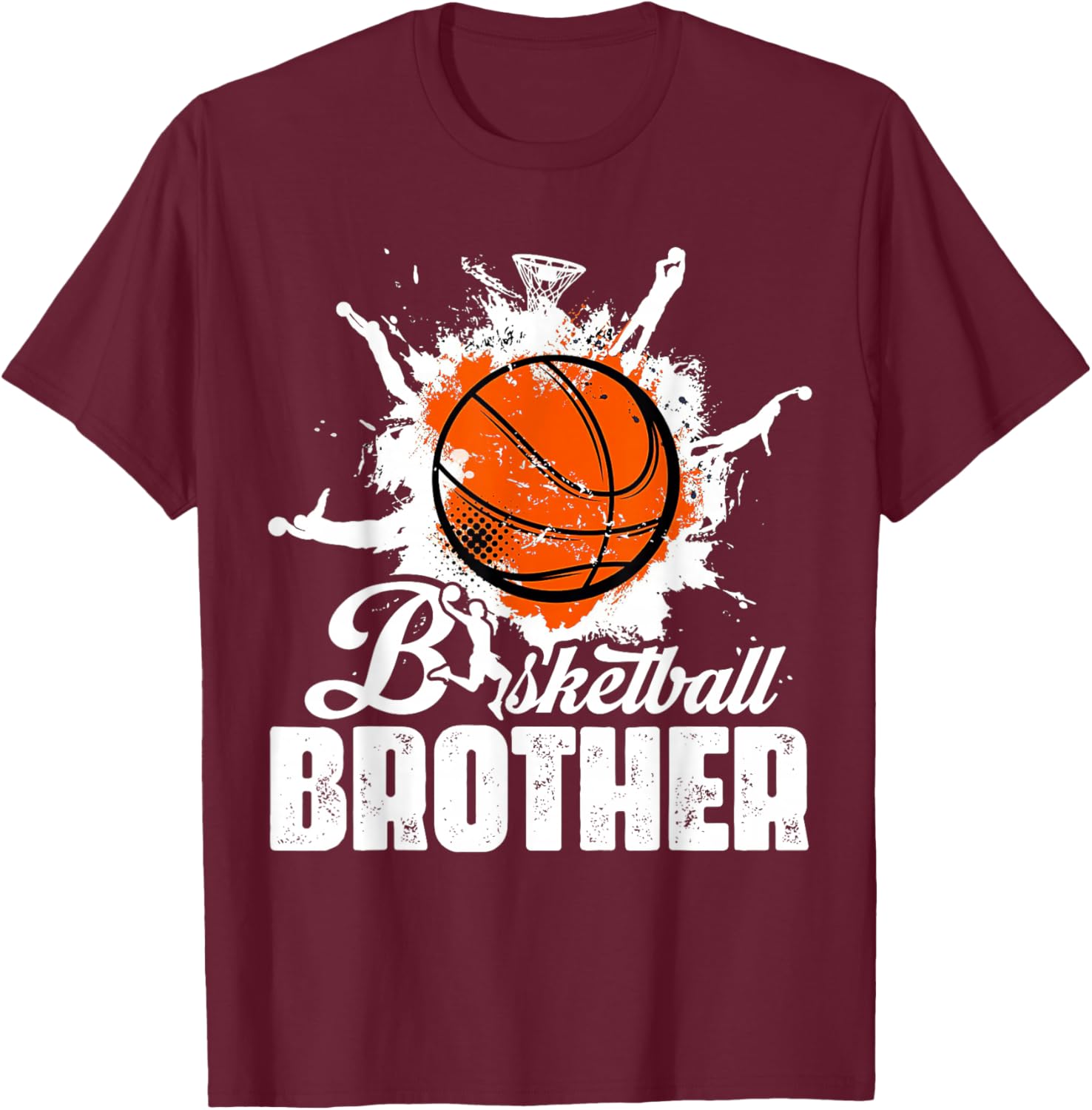 Vintage Basketball Matching Family Basketball Brother - Men's Black Short Sleeve Regular Fit Small T-Shirt - T-Shirt | Maroon
