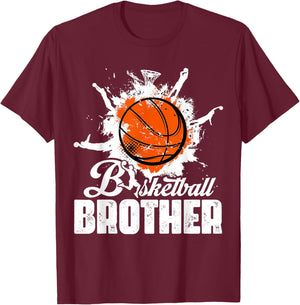 Vintage Basketball Matching Family Basketball Brother - Men's Black Short Sleeve Regular Fit Small T-Shirt - T-Shirt | Maroon