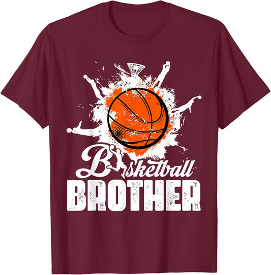 Vintage Basketball Matching Family Basketball Brother - Men's Black Short Sleeve Regular Fit Small T-Shirt - T-Shirt | Maroon