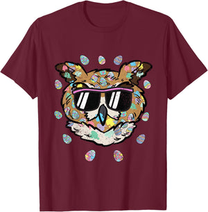 Kids Owl Face Easter Egg Hunting Spring Toddler Boys Girls Kids T-Shirt - T-Shirt | Maroon