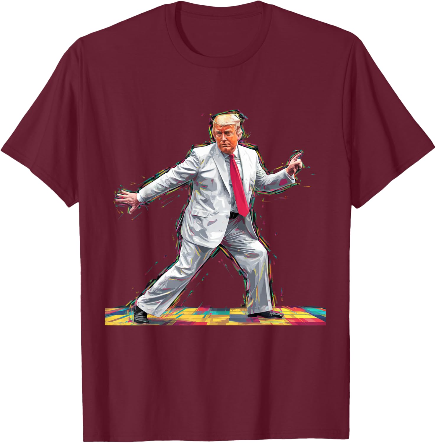 Funny Donald Trump Disco Dancing 60s 70s 80s President T-Shirt - T-Shirt | Maroon