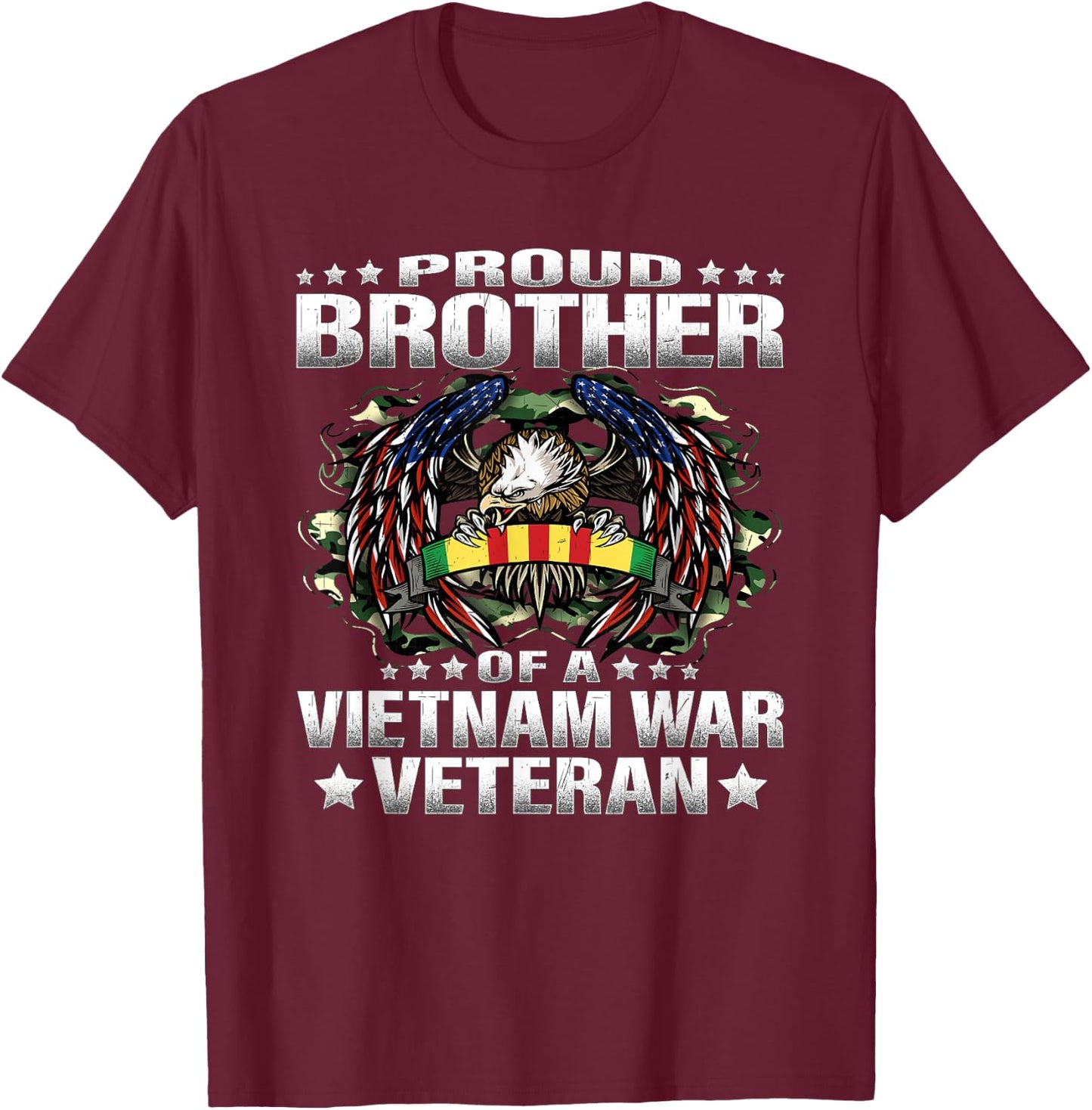 Proud Brother Of A Vietnam Veteran Military Vet's Sibling T-Shirt - T-Shirt | Maroon