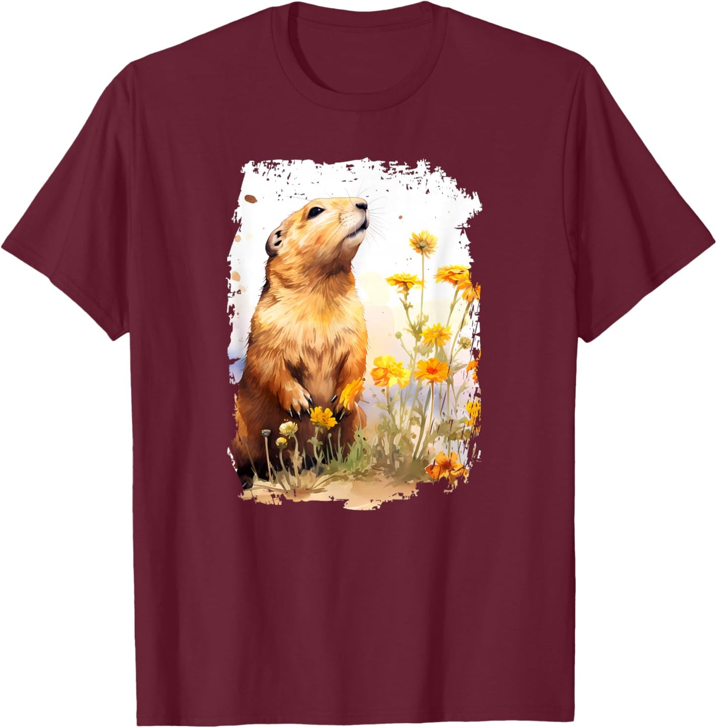 Prairie dog Flower Butterfly T-Shirt - T-Shirt | Maroon