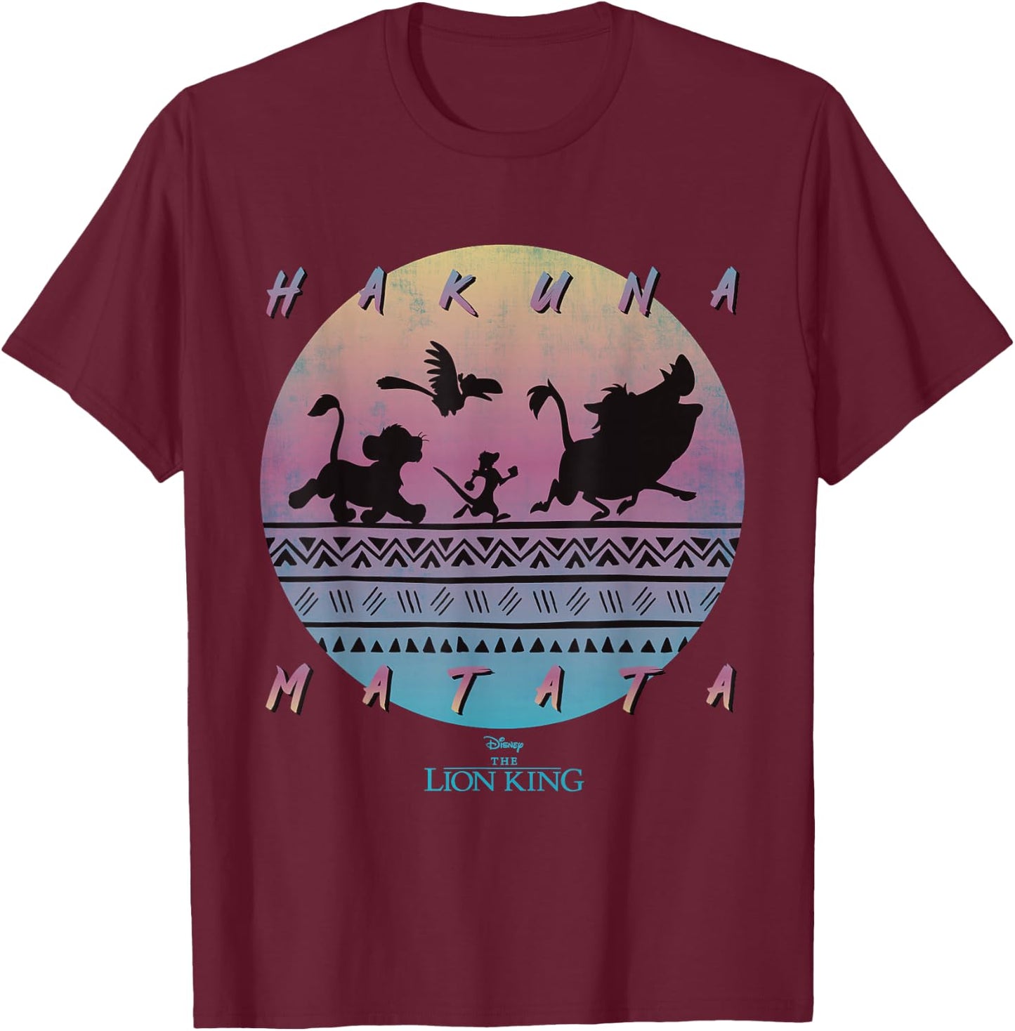 Disney The Lion King Hakuna Matata 90s Circle T-Shirt - T-Shirt | Maroon