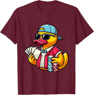 Poker Rubber Duck Playing Cards Gambling T-Shirt - T-Shirt | Maroon