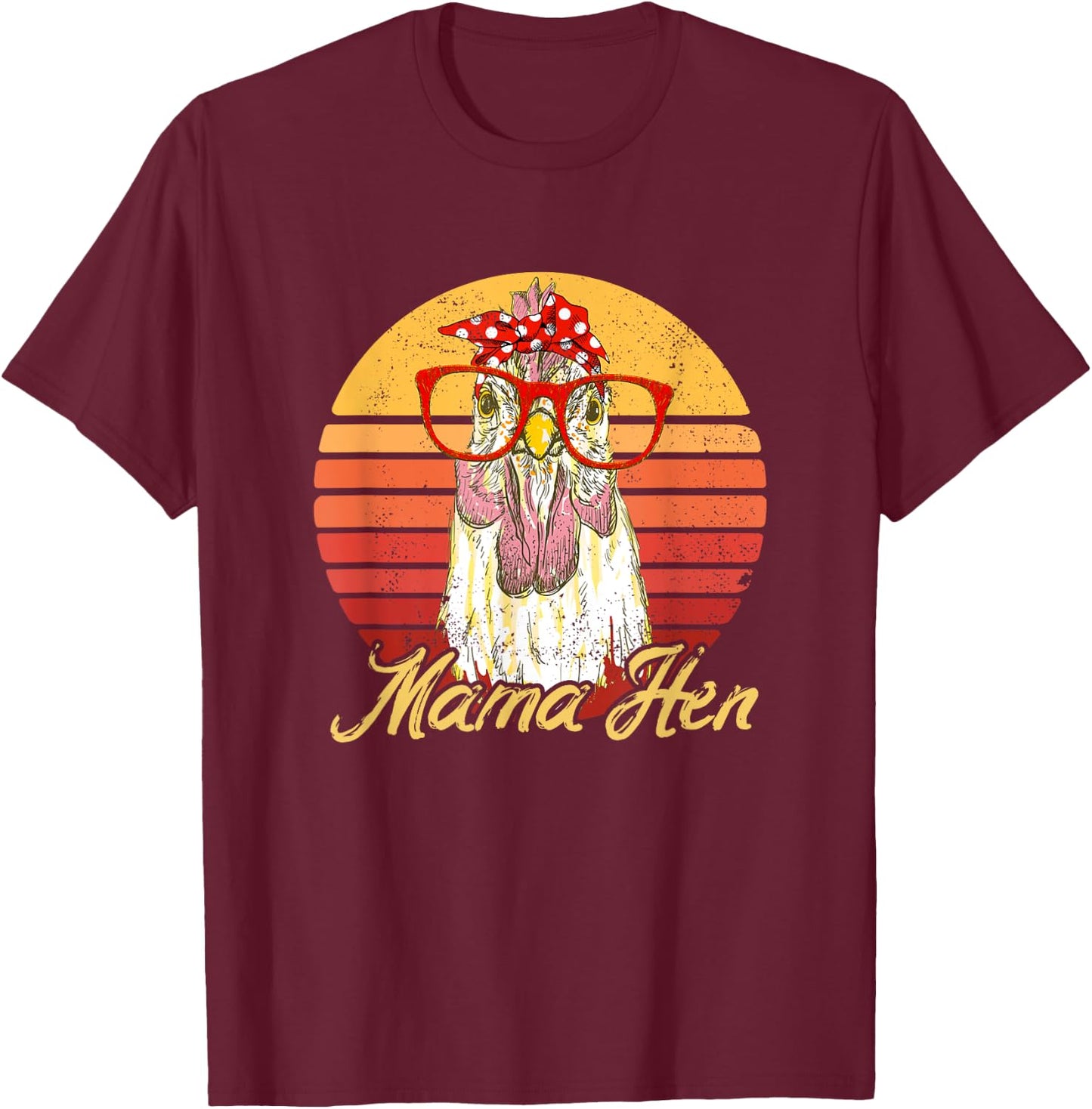 Vintage Mama Hen Chicken Gift Mom Farm T-Shirt - T-Shirt | Maroon