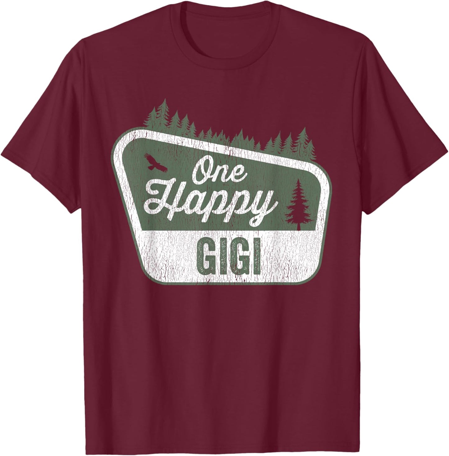 One Happy Gigi Matching Family Birthday Party Camping T-Shirt - T-Shirt | Maroon