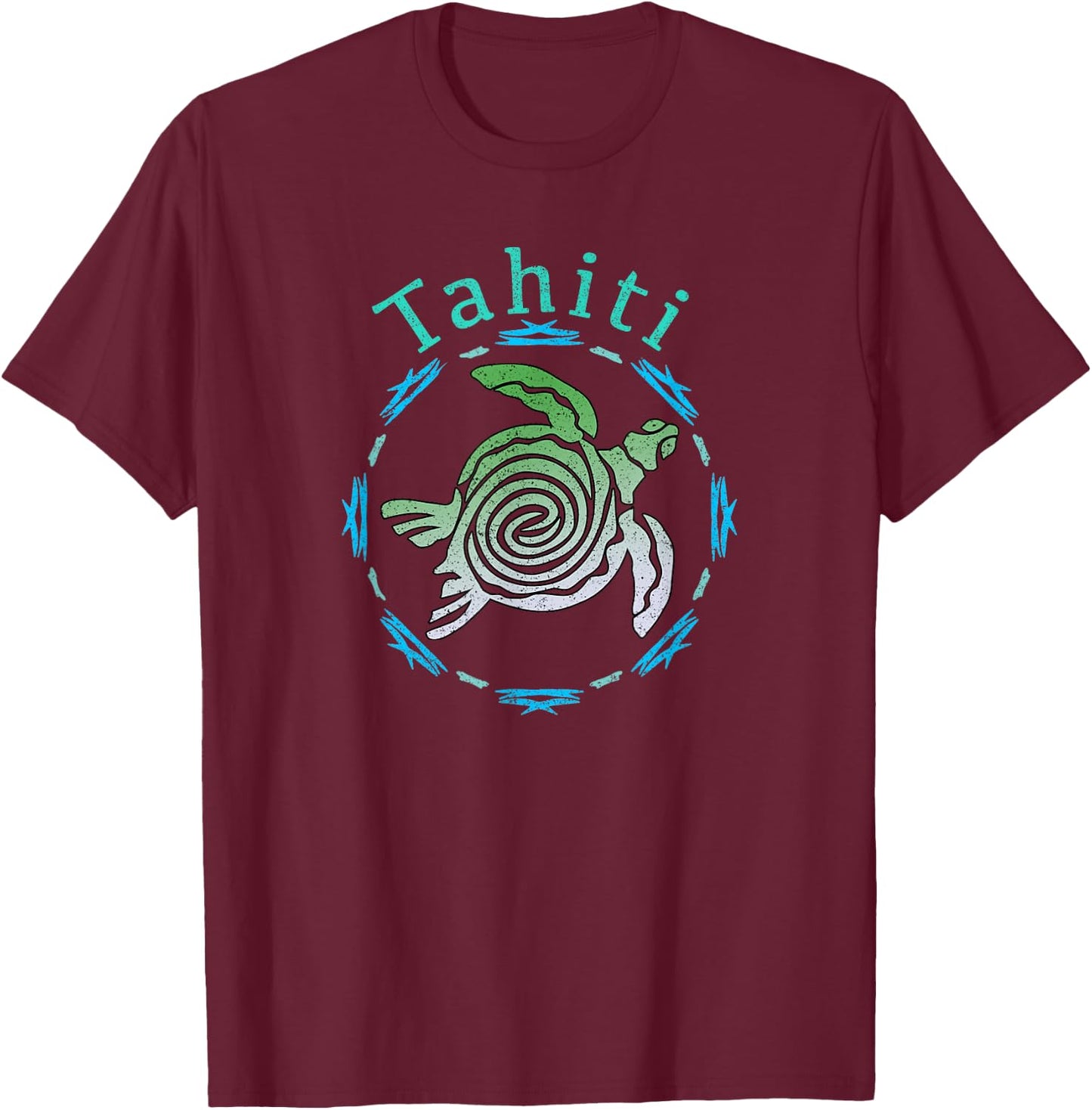Tahiti Vintage Tribal Turtle Gift Small T-Shirt - T-Shirt | Maroon