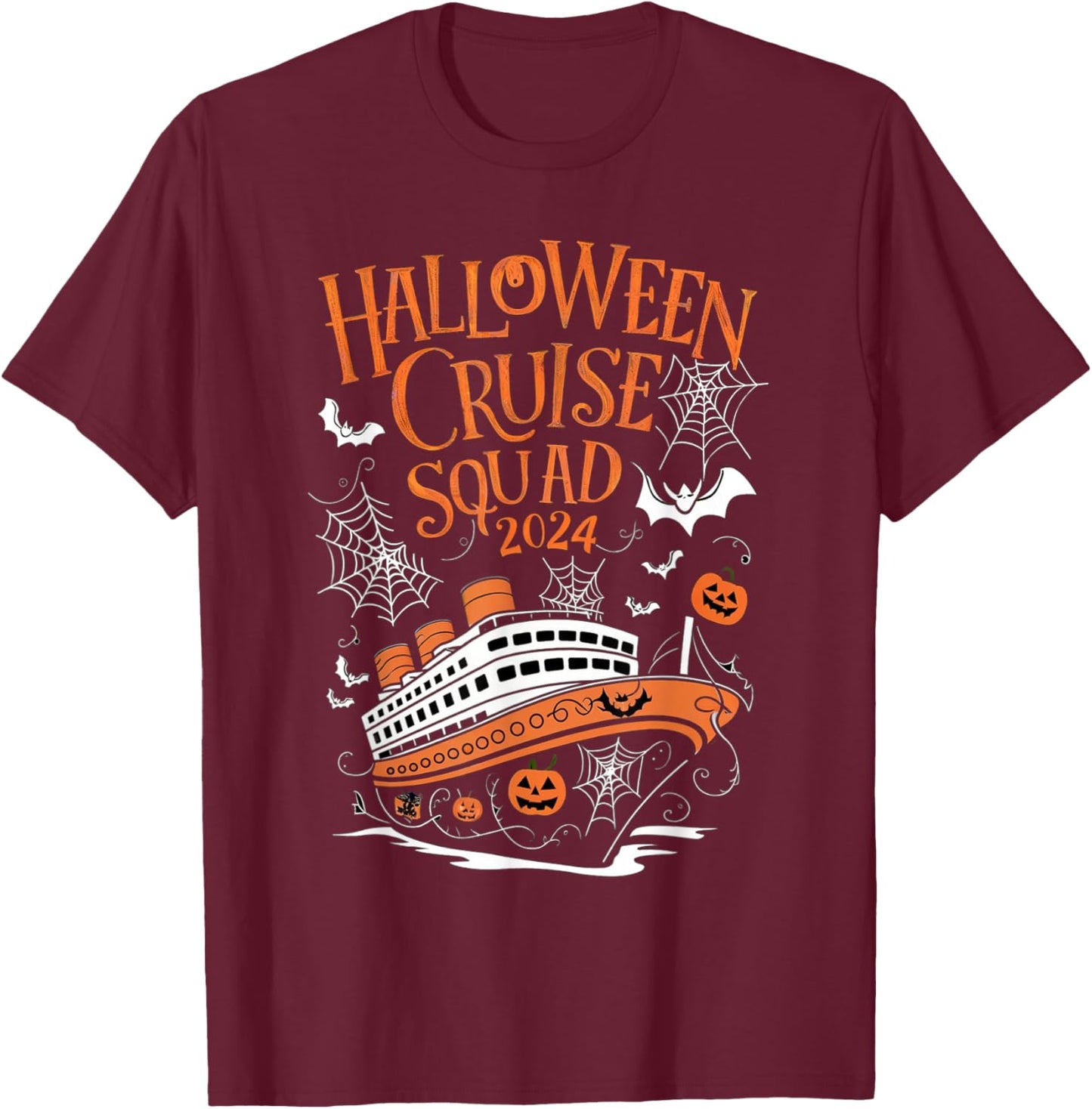 Spooky Halloween Cruise Squad 2024 Cruising Crew Season T-Shirt - T-Shirt | Maroon