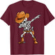 Dabbing Skeleton Cowboy Halloween Boys Men Funny Dab Dance T-Shirt - T-Shirt | Maroon