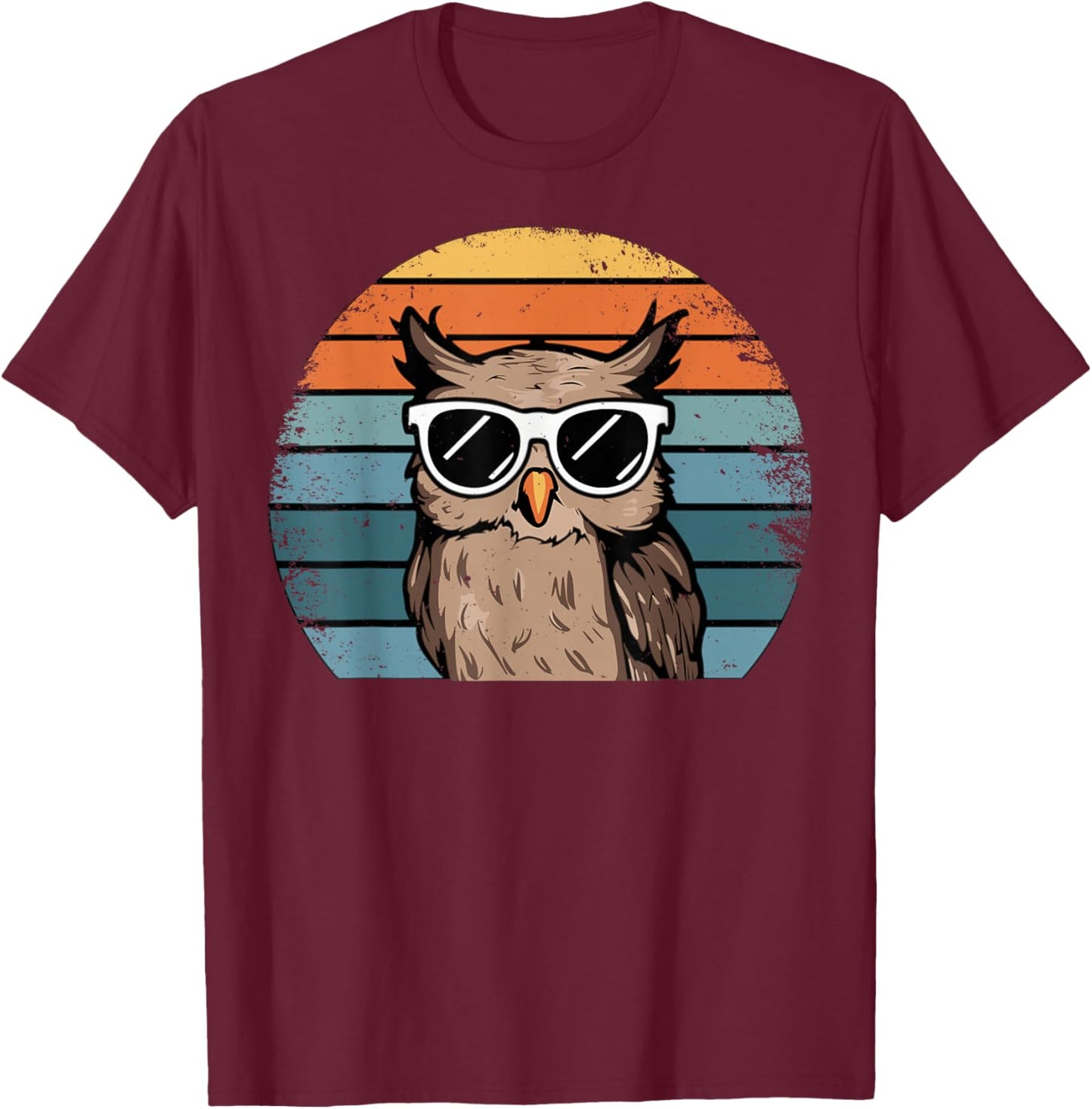 Vintage Eule Retro T-Shirt - T-Shirt | Maroon