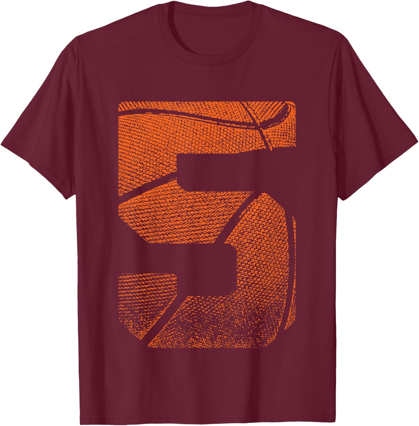 Kids 5th Birthday Boy Basketball Player Basketball 5 Years Old T-Shirt - T-Shirt | Maroon