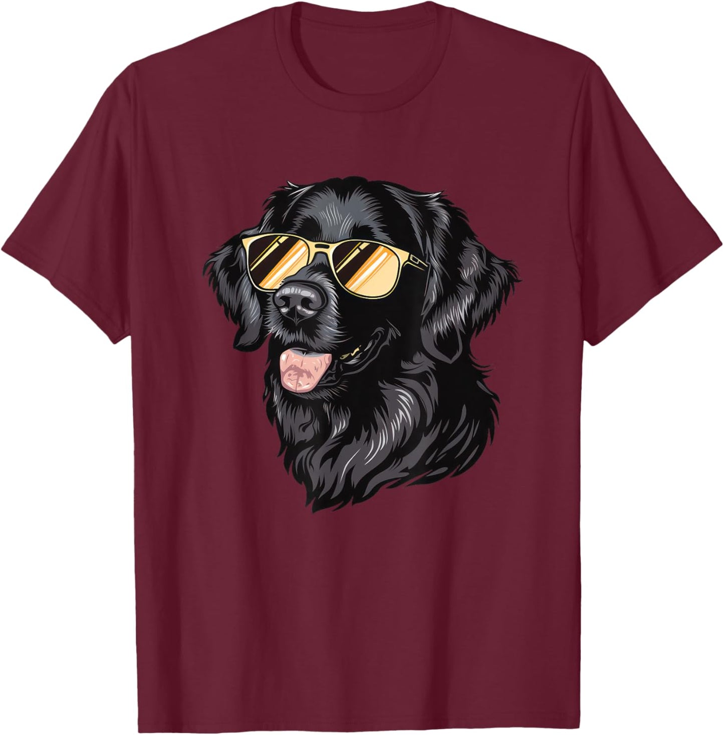 Flat Coated Retriever Dog Sunglasses Men Women Kids T-Shirt - T-Shirt | Maroon