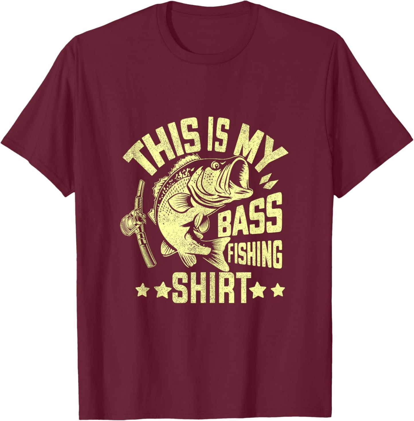 This Is My Bass Fishing Shirt Bass Fishing T-Shirt - T-Shirt | Maroon