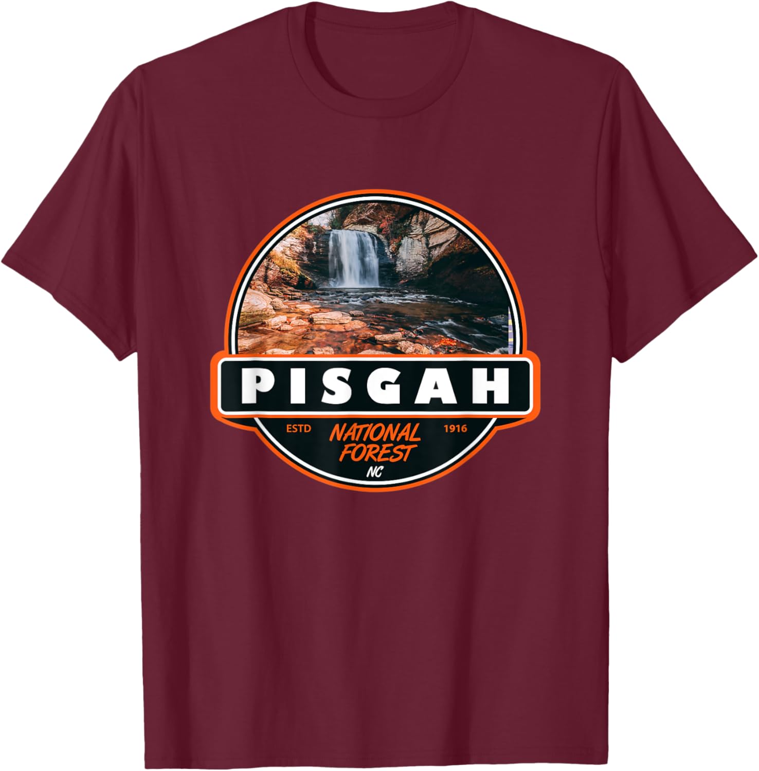 Pisgah National Forest North Carolina Badge T-Shirt - T-Shirt | Maroon
