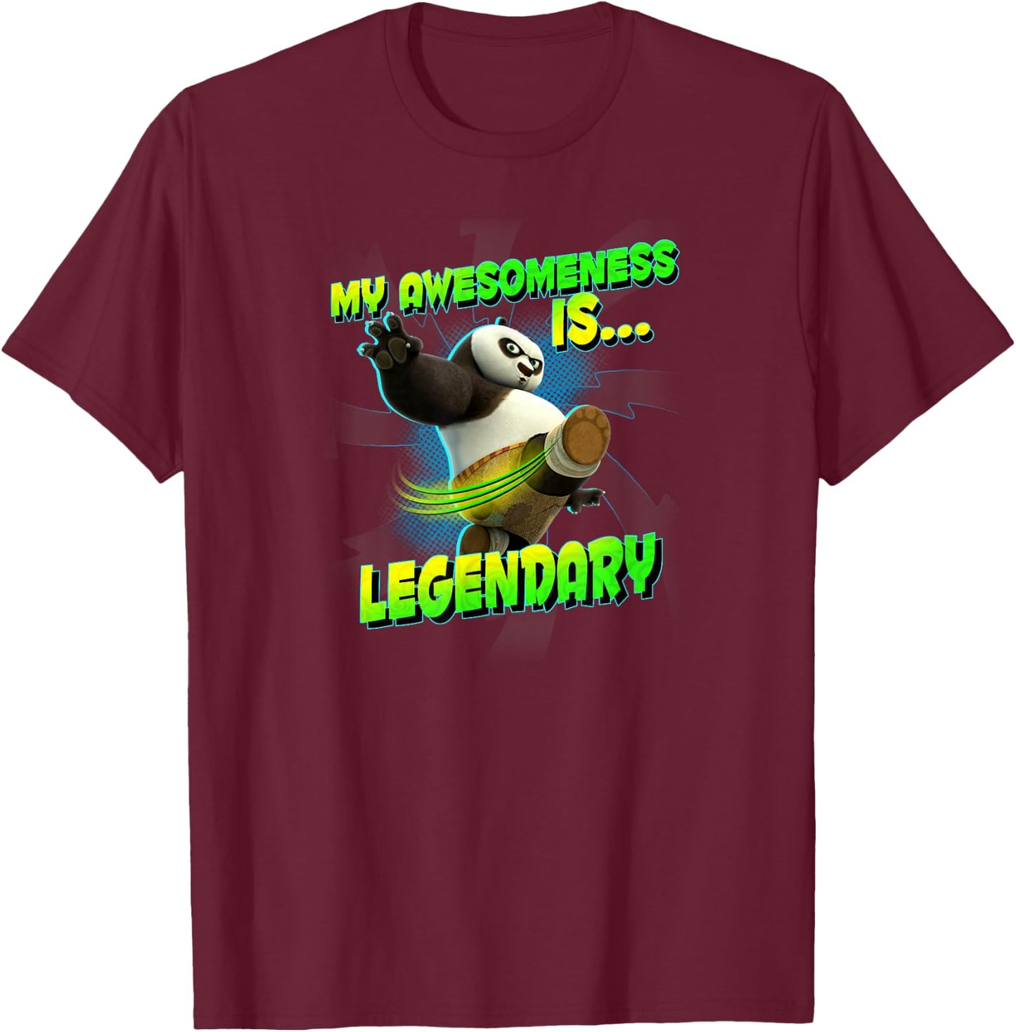 Kung Fu Panda My Awesomeness is Legendary Po T-Shirt - T-Shirt | Maroon